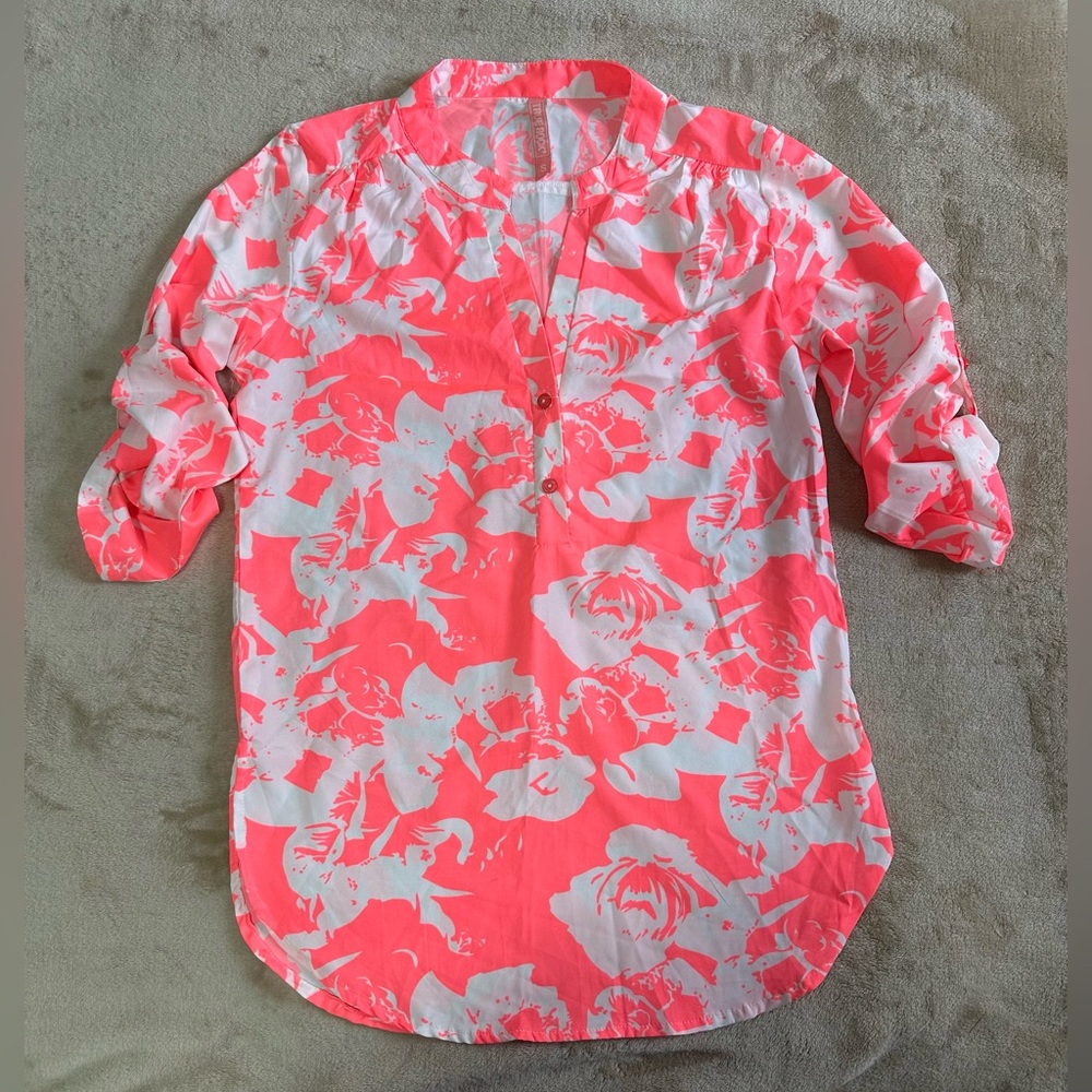 Floral Pink and White womens Blouse